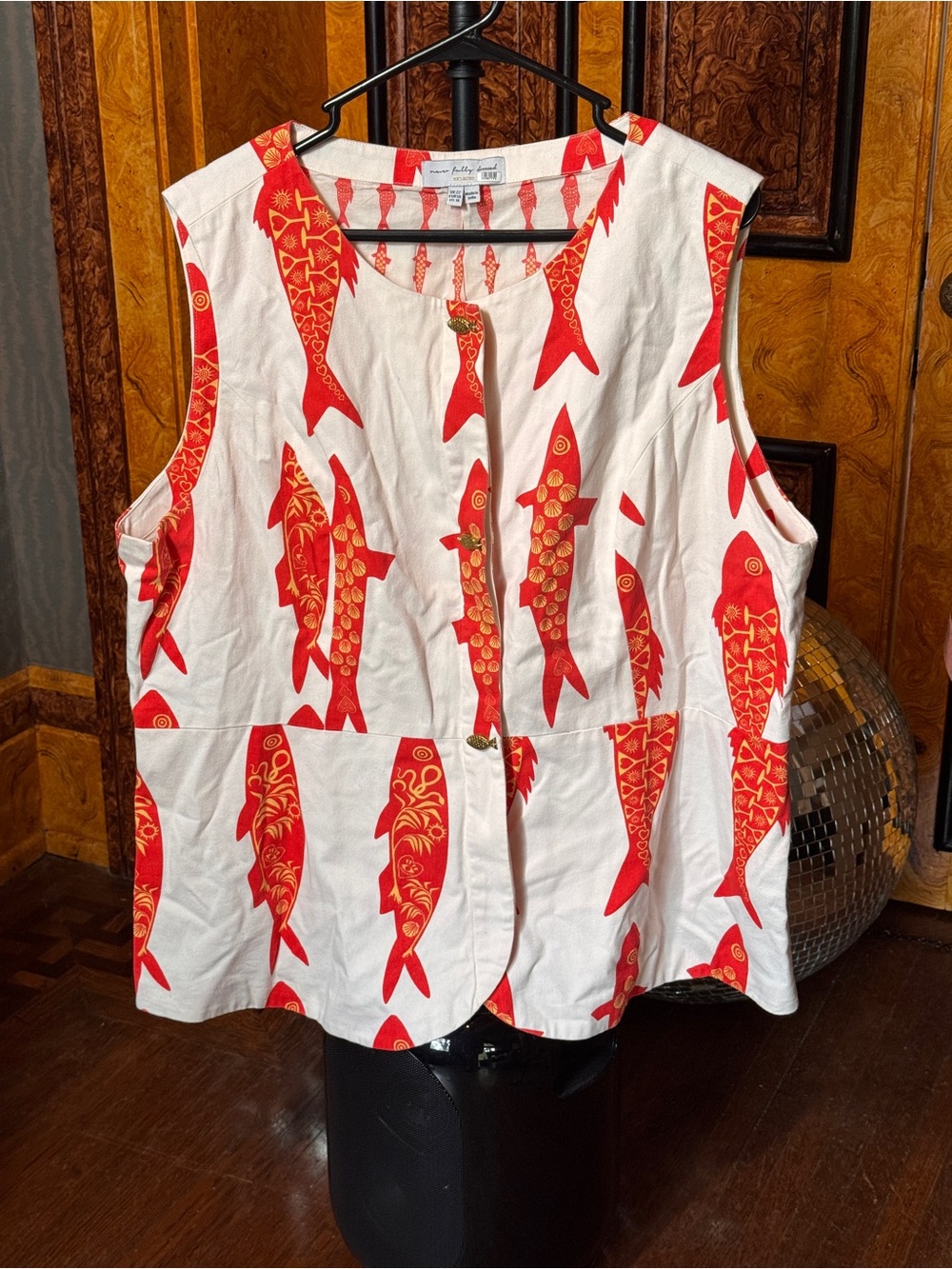 Never Fully Dressed marina print waistcoat in white